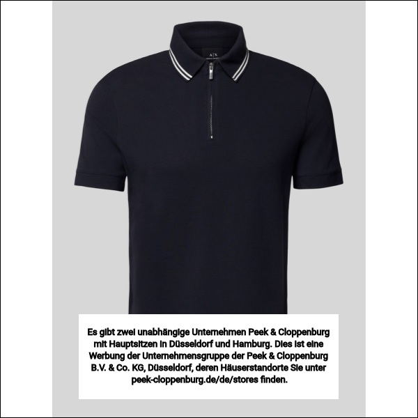 Armani Exchange Herren Marine Poloshirt Mit Kurzem Reißverschluss